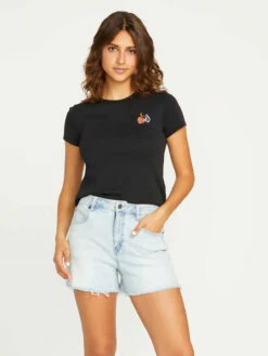 Volcom Womens Shorts Stone Step High Rise Denim