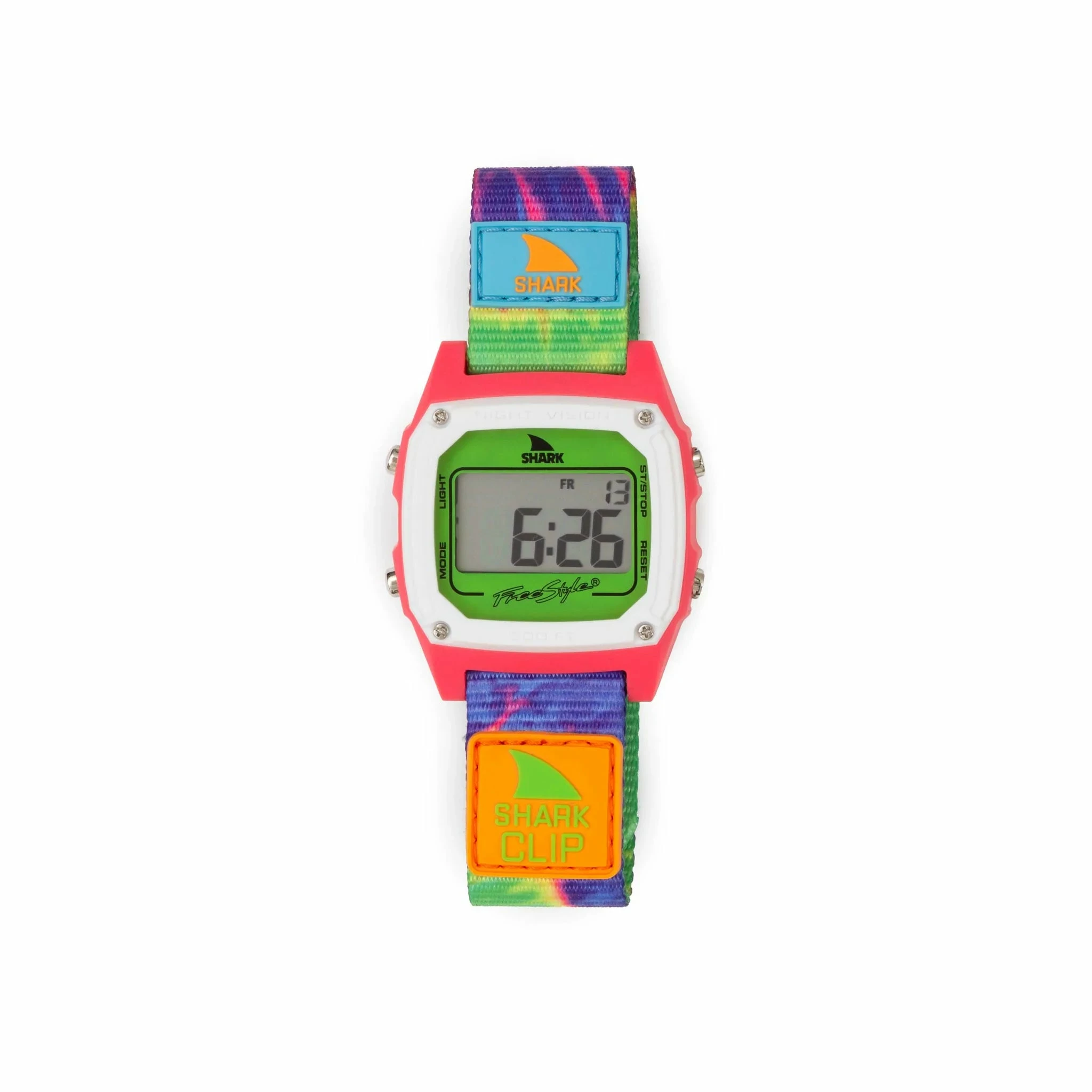 Freestyle Watch Shark Clip Tie Dye Green Neon 4 Freestyle Watch Shark Clip Tie Dye Green Neon - Image 2