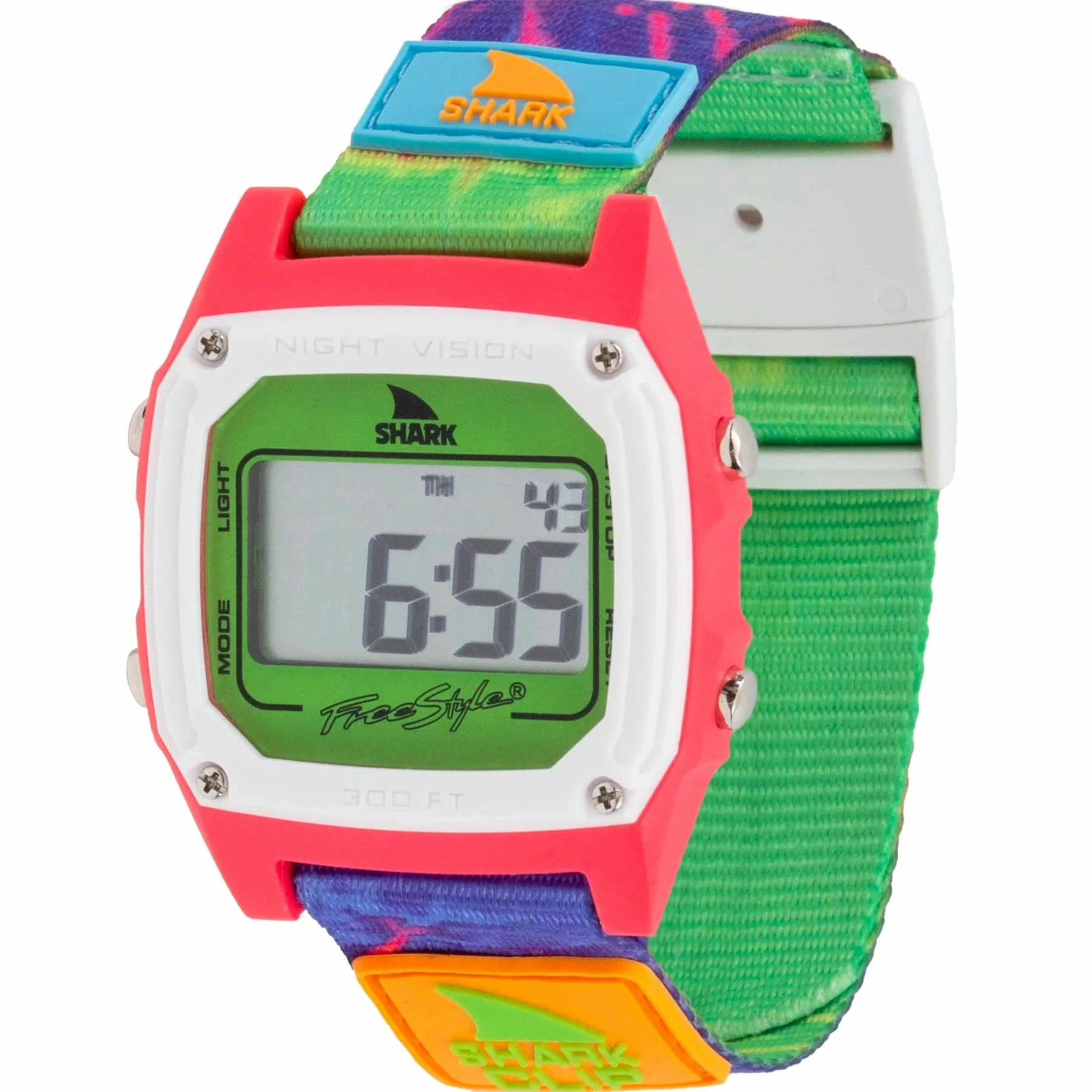 Freestyle Watch Shark Clip Tie Dye Green Neon 3 Freestyle Watch Shark Clip Tie Dye Green Neon