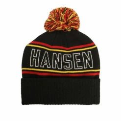 Hansen Beanie Logo Pom -clothing shop HANSENS BEANIE POM POM BLK 2 2