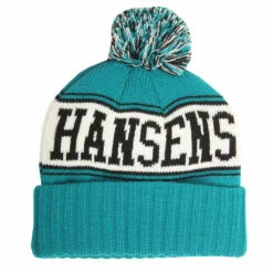 Hansen Beanie Logo Pom -clothing shop HANSEN BEANIE 1961 TEAL BLACK WHITE 2 2