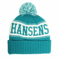 Hansen Beanie Logo Pom -clothing shop HANSEN BEANIE 1961 TEAL WHITE
