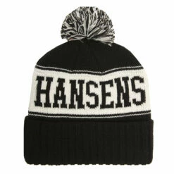 Hansen Beanie Logo Pom -clothing shop HANSEN BEANIE POM 1961 BLACK WHITE 1