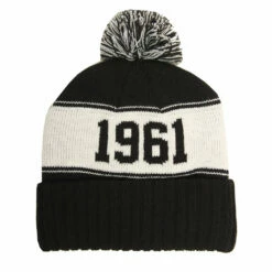 Hansen Beanie Logo Pom -clothing shop HANSEN BEANIE POM 1961 BLACK WHITE 2 2