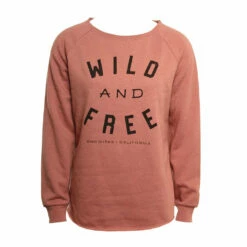 Hansen Womens Sweatshirt Wild And Free Crew -clothing shop HANSEN WOMENS SWEATSHIRT WILD AND FREE CREW ROSE