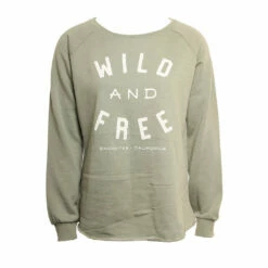 Hansen Womens Sweatshirt Wild And Free Crew -clothing shop HANSEN WOMENS SWEATSHIRT WILD AND FREE CREW SAGE