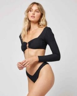 L*Space Womens Bikini Bottom Cabana Pointelle Rib -clothing shop PTBET23 PTCNB21 BLK S 4 9cef7bf1