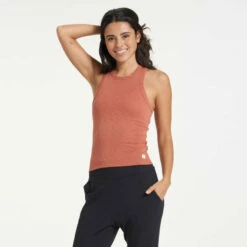 Vuori Womens Tank Top Sunrise High Neck Tank -clothing shop VW1012CIN 1775 1200x crop center b653442d d509 4bbe b00b 06c8111570f6