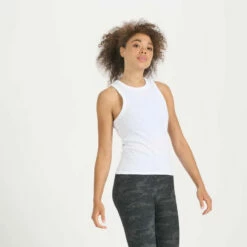 Vuori Womens Tank Top Sunrise High Neck Tank -clothing shop VW1012WHT 2 1200x crop center.jp