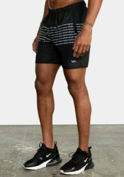 RVCA Mens Shorts Yogger Stretch Athletic 17" -clothing shop YOGGERSTRETCHATHLETICSHORTS17 bkw 3