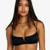 RVCA Womens Bikini Top Solid Shirred V-Wire Bralette