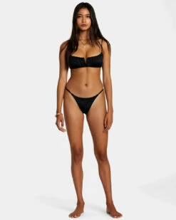 RVCA Womens Bikini Top Solid Shirred V-Wire Bralette -clothing shop avjx300443 rvca w blk sd1
