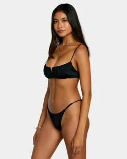 RVCA Womens Bikini Top Solid Shirred V-Wire Bralette -clothing shop avjx300443 rvca w blk sd2