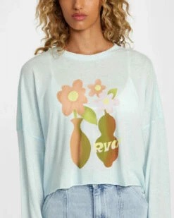 RVCA Womens Shirt Vase Long Sleeve -clothing shop avjzt00743 rvca w sky dtl1
