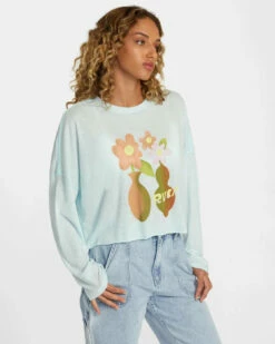 RVCA Womens Shirt Vase Long Sleeve -clothing shop avjzt00743 rvca w sky sd3