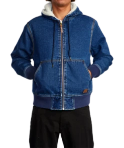 RVCA Mens Jacket Chainmail Hooded Denim