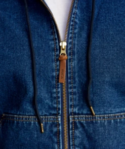 RVCA Mens Jacket Chainmail Hooded Denim -clothing shop avyjk00181 rvca w bzfw dtl3