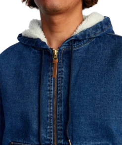 RVCA Mens Jacket Chainmail Hooded Denim -clothing shop avyjk00181 rvca w bzfw dtl6
