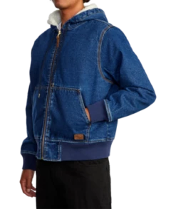 RVCA Mens Jacket Chainmail Hooded Denim -clothing shop avyjk00181 rvca w bzfw sd1