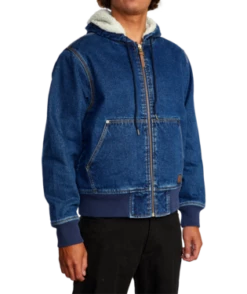RVCA Mens Jacket Chainmail Hooded Denim -clothing shop avyjk00181 rvca w bzfw sd2