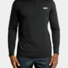 RVCA Mens Shirt Sport Vent Half-Zip Pullover -clothing shop avykt00169 rvca w blk frt1