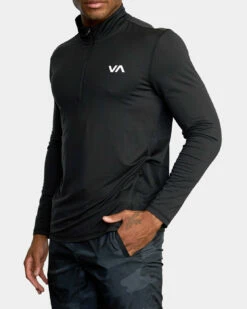 RVCA Mens Shirt Sport Vent Half-Zip Pullover -clothing shop avykt00169 rvca w blk sd1