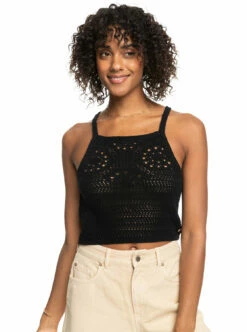 Roxy Womens Tank Top Malibu Crush Knitted Halter Top -clothing shop erjsw03550 roxy w kvj0 frt1