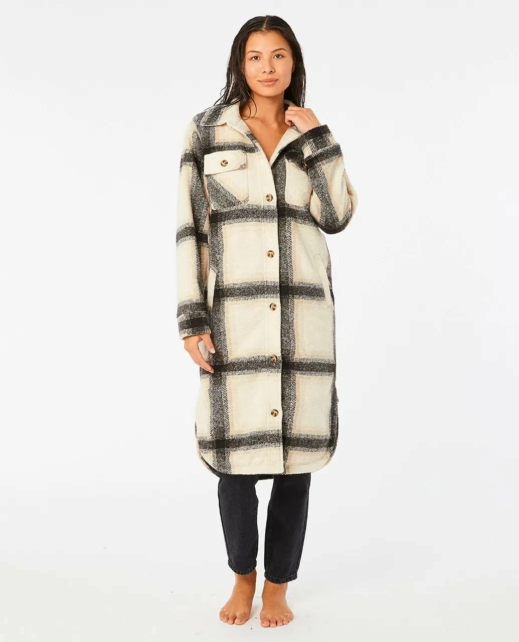 Rip Curl Womens Jacket Long Line Check 6 Rip Curl Womens Jacket Long Line Check - Image 4