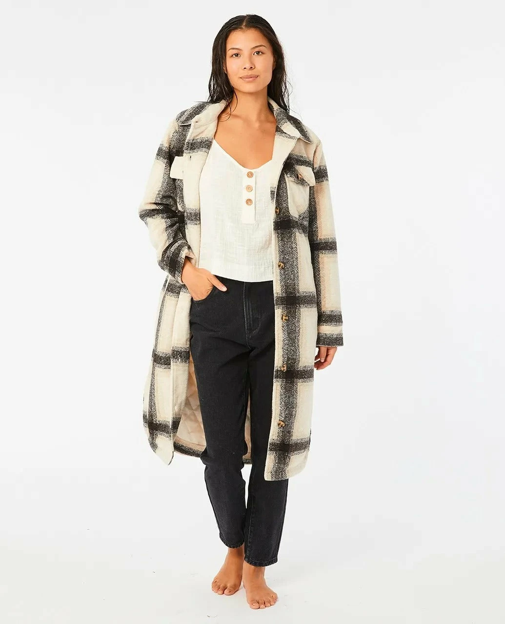 Rip Curl Womens Jacket Long Line Check 9 Rip Curl Womens Jacket Long Line Check - Image 7